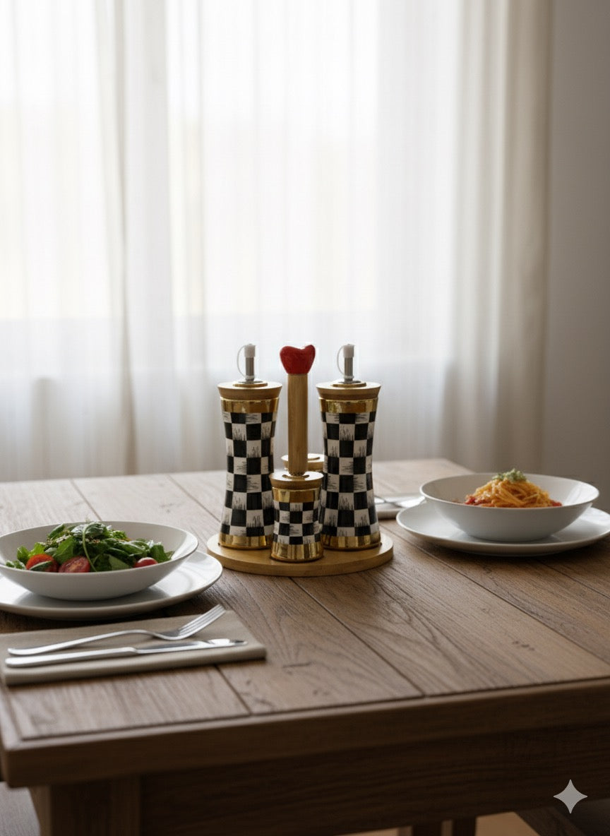 Dama Desenli Şef Seti