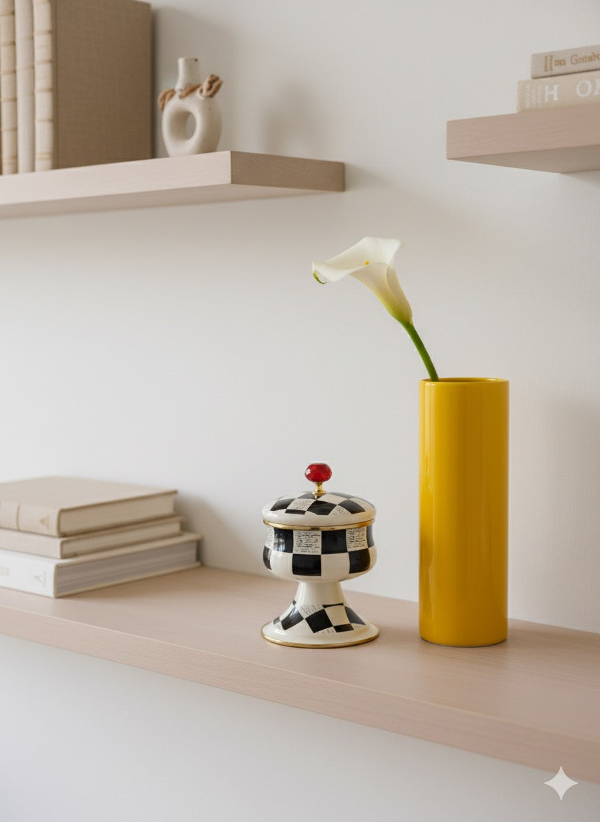 Dama Desenli Emaye Saklama Kutusu